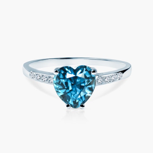 Pierścionek zaręczynowy Savicki: białe złoto, topaz, diamenty